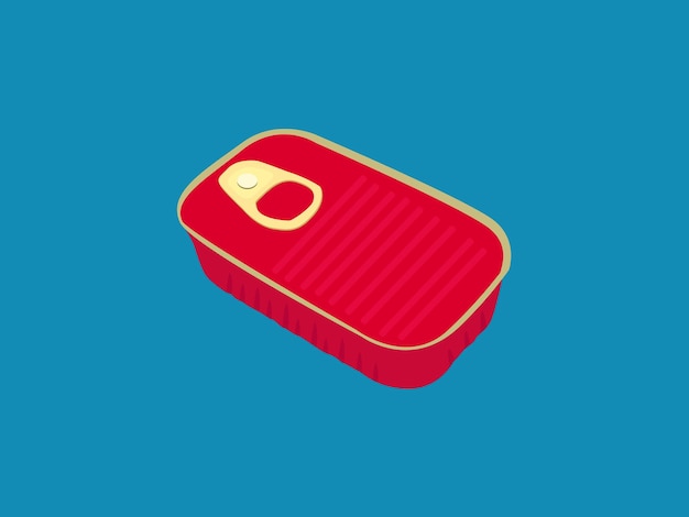 A red tin with a yellow lid sits on a blue background.