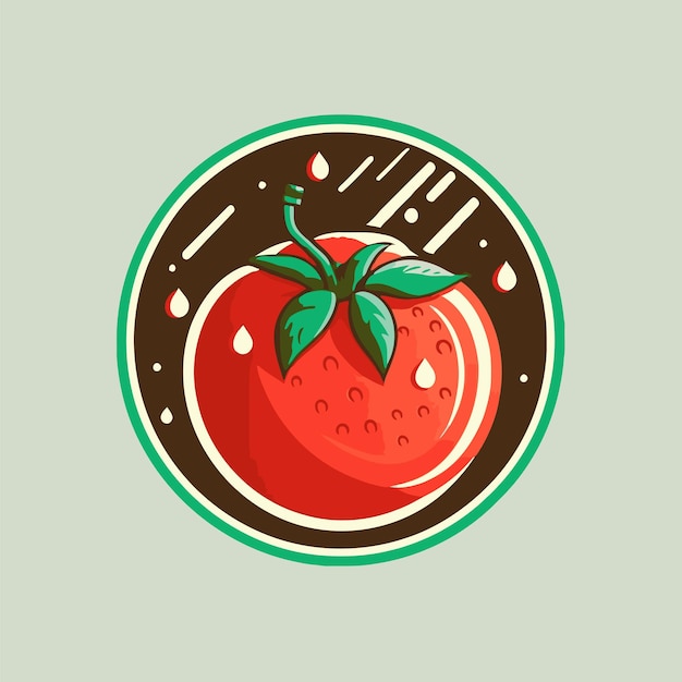 Vettore illustrazione vettoriale del disegno del logo del pomodoro rosso