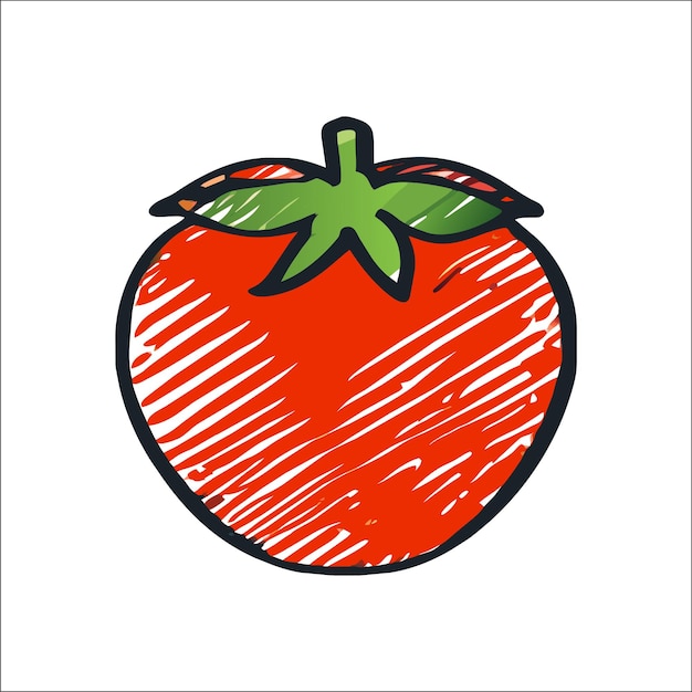 ベクトル 赤いトマト リコピン手描き漫画ステッカー アイコンの概念分離イラスト