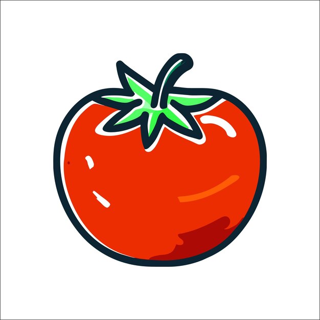 Vector red tomato lycopene hand drawn cartoon sticker icon concept isolated illustration