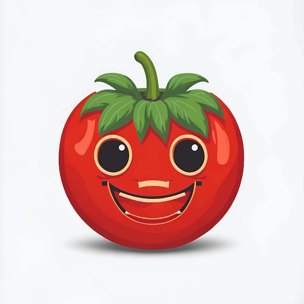 Red tomato with happy smile face illustration vector