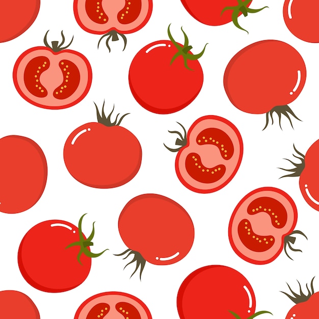 Vector red tomatoes seamless pattern