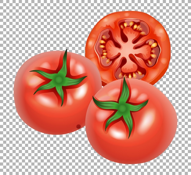 Red tomatoes on transparent background