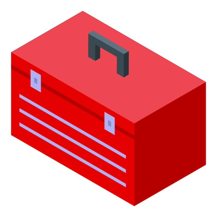 Vector red toolbox isometric icon illustrating handyman work