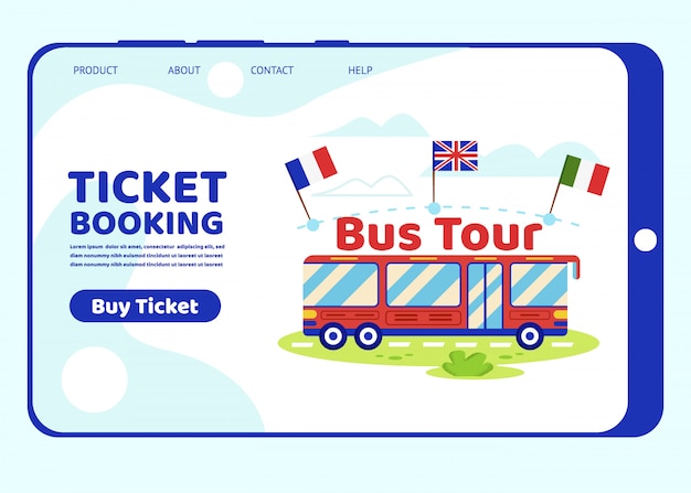 Bus tour rosso con bandiera italiana, inglese e francese