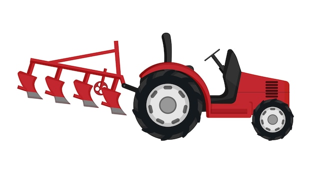 Red Tractor with Plow