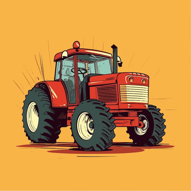 A red tractor with a white logo on it