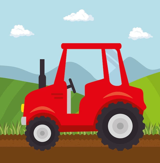 Vector red tractor