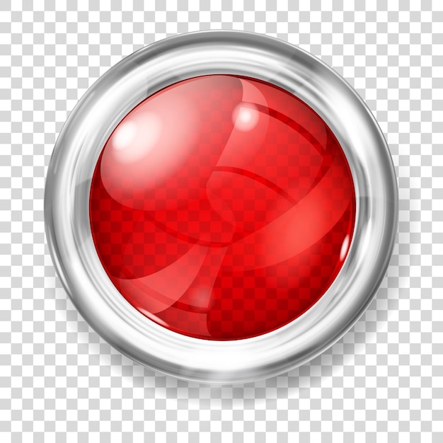 Vector red transparent glass button