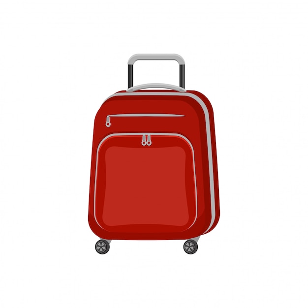 白地に赤い旅行バッグスーツケース