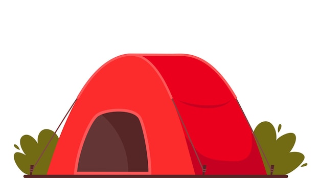 Red travel tent for summer camp adventure Outdoor equipment for sport and tourist activities