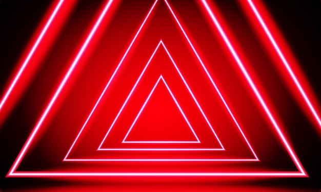 Вектор Абстрактный неоновый эффект красного треугольника