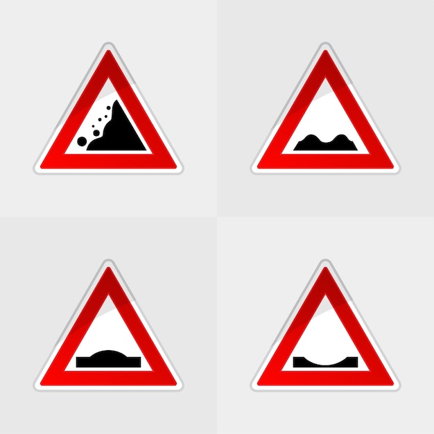 Red triangle traffic signs eps vector