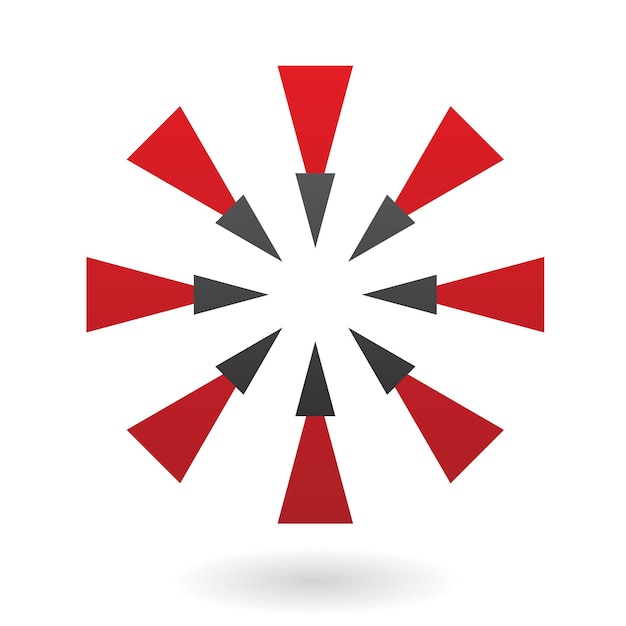 赤い三角形と黒のとがった先端の抽象的なロゴ アイコン
