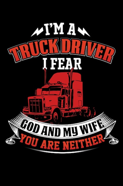 벡터 트럭 운전사 선물을 위한 빨간 트럭 운전사 t 셔츠 디자인