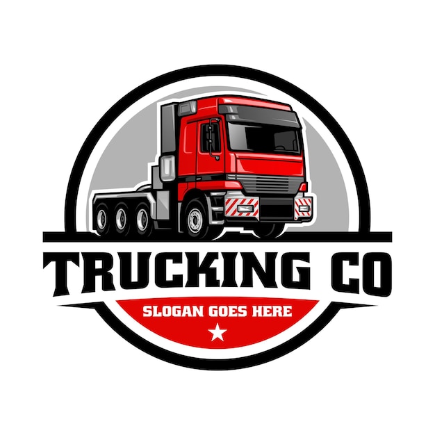 red truck illustration logo vector