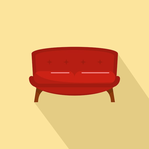 Red tuxedo sofa icon Flat illustration of red tuxedo sofa vector icon for web design