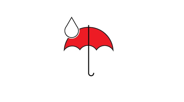 Vettore un ombrello rosso con sopra una goccia d'acqua.