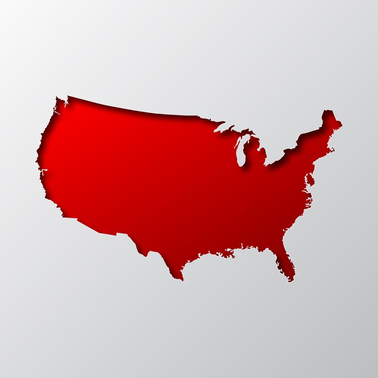 Premium Vector | Red us map from cut paper with shadow