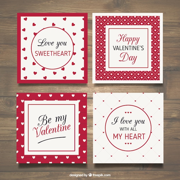 Vector red valentine day card collection