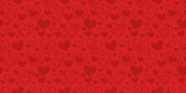 Red valentine day heart pattern background seamless repeating vector texture holiday wallpaper