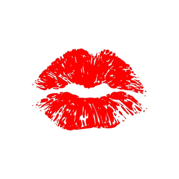 Red vector lips illustration, red lips on white backgroung