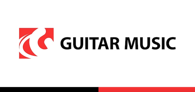 ギター ショップ学校音楽スタジオの赤いベクトルのロゴ