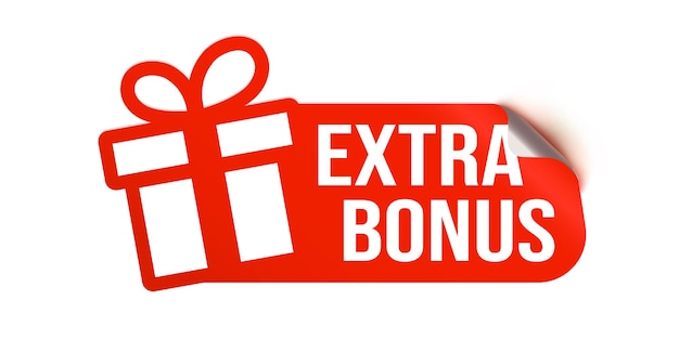 Red vector sticker and text extra bonus isolated graphic element