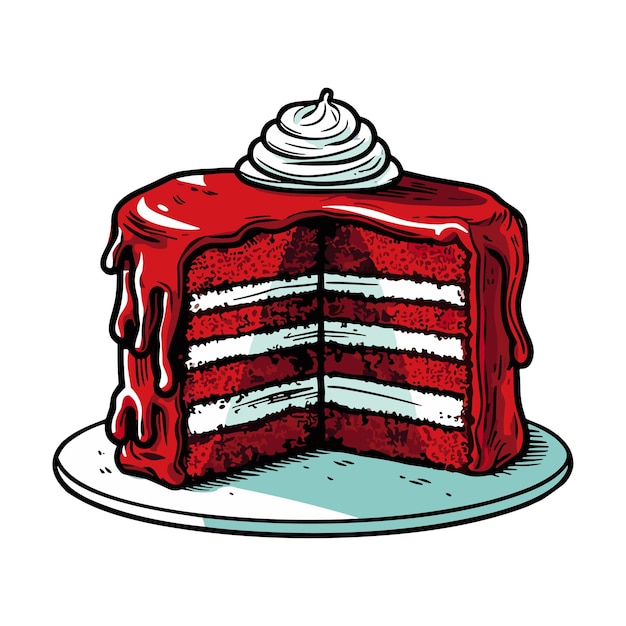 Red velvet cake clip art illustration