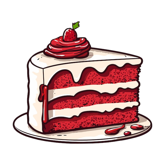 Vettore illustrazione di clip art della torta di velluto rosso