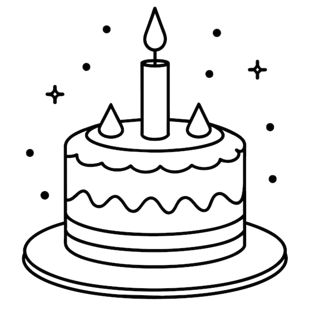 red velvet cake outline coloring book page line art illustration digital drawing