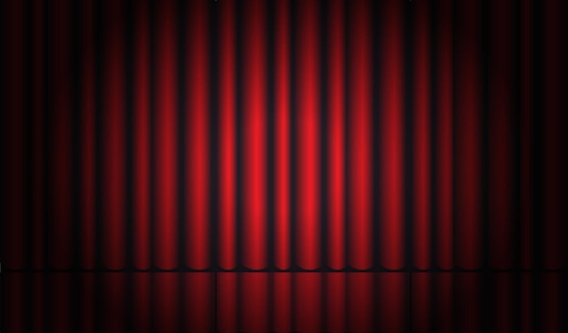 Vector red velvet curtain with stage