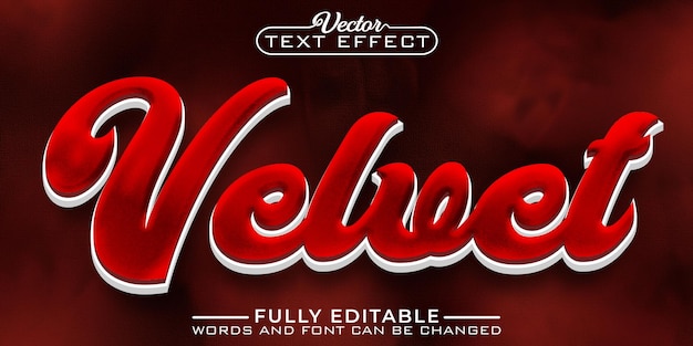 Шаблон векторного редактируемого текстового эффекта Red Velvet Fabric