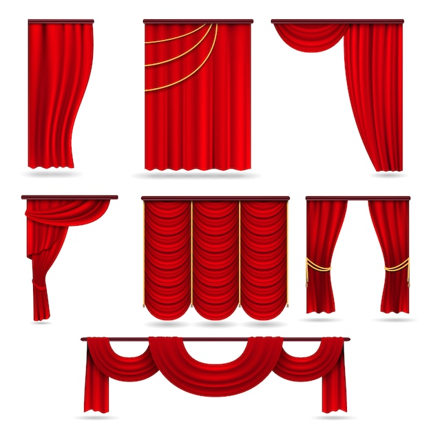 Vector red velvet stage curtains