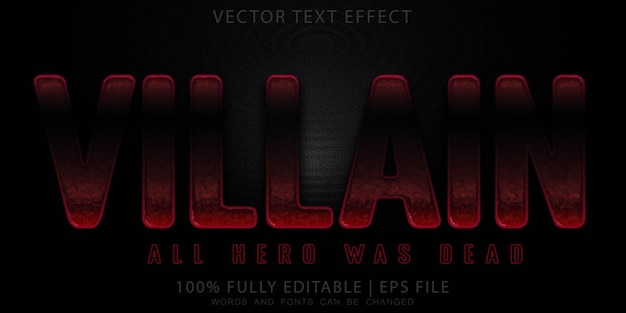 Vector red villain shine 3d text effect