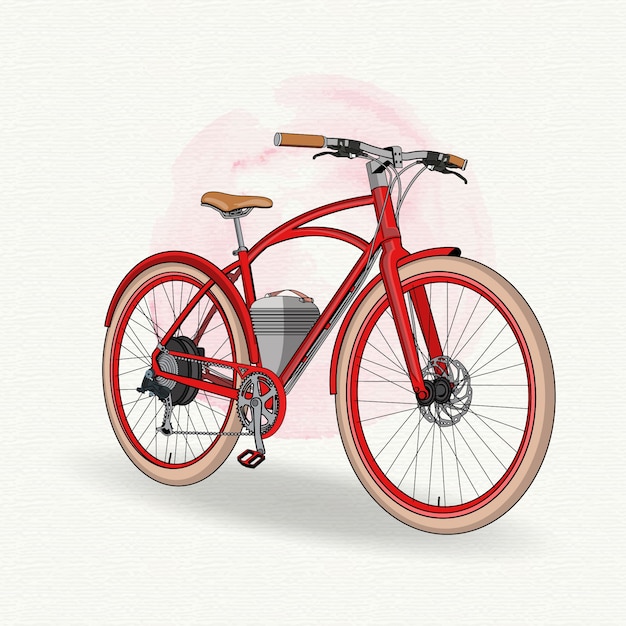 Vettore bicicletta d'epoca rossa