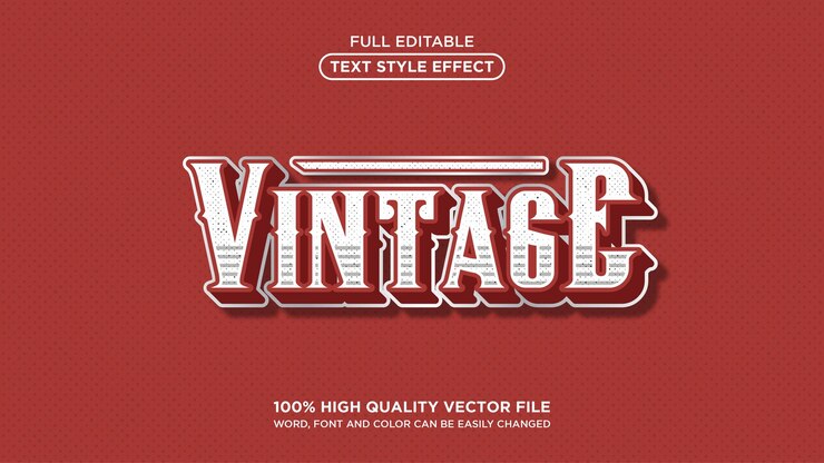 Vector 赤いビンテージテキスト効果編集可能なテンプレート