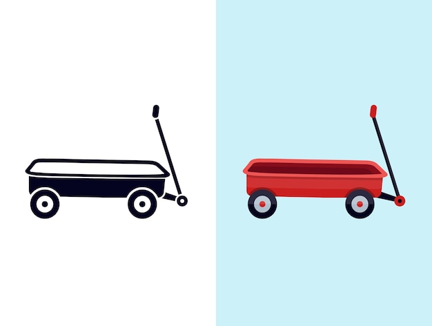 Red wagon illustrations vector colorful design with white background,  hi-quality premium vector.