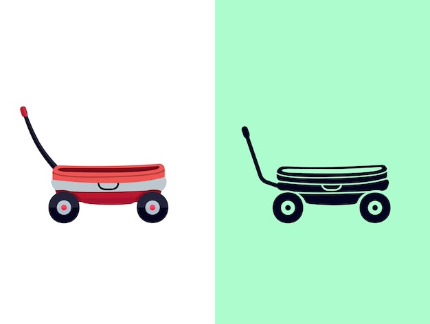 Red Wagon Vector Colorful Design With White Background,  Hi-Quality Illustration Premium Vector.
