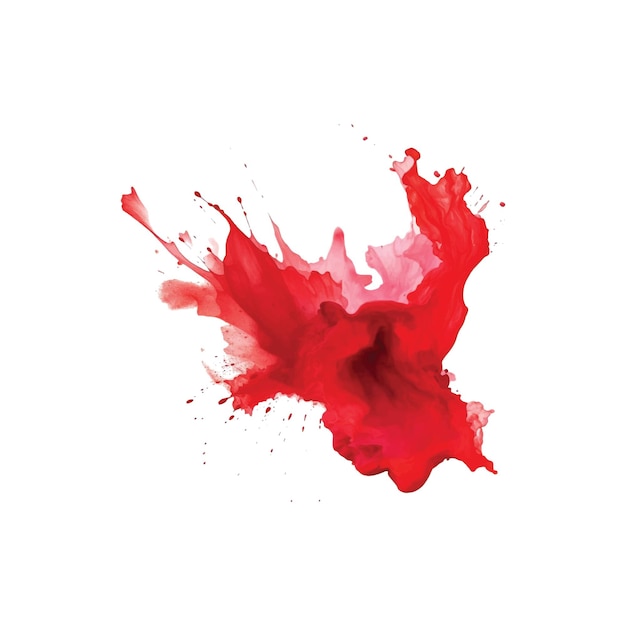 Red Watercolor Acrylic paint splashing stain grunge brush stroke isolated on white background