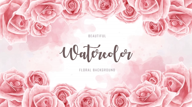 Vector red watercolor rose flower background