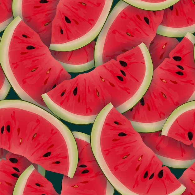 Red watermelon pieces seamless pattern vector illustration