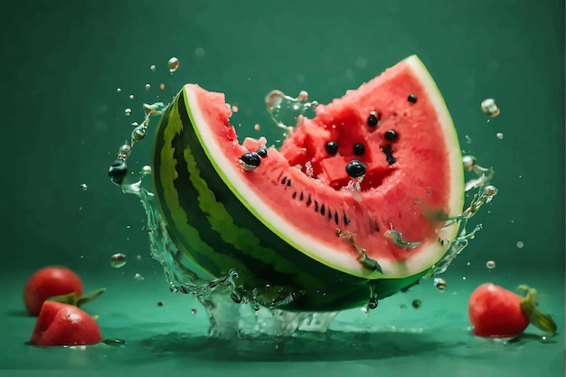 Red watermelon with splash of water