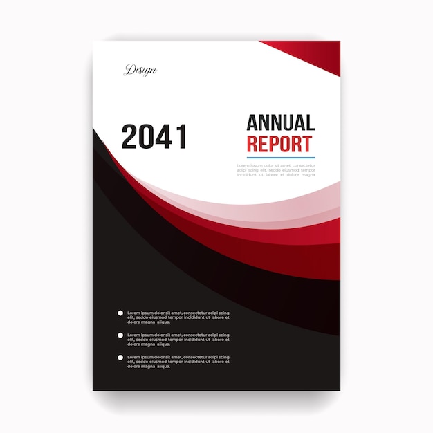 赤い波状の年次報告書の表紙のデザイン テンプレート