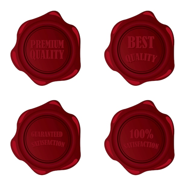 Vector red wax seal with premium quality texts vector illustration