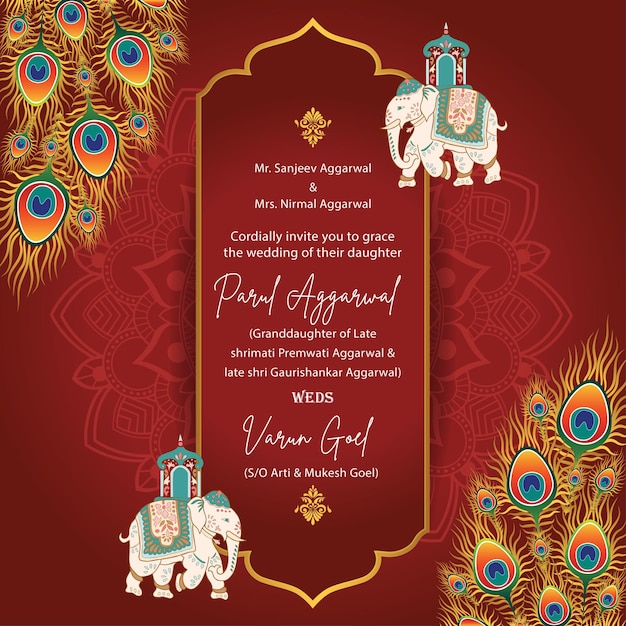 Red wedding invitation template