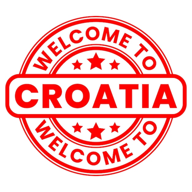 Red welcome to croatia sign stamp sticker con illustrazione vettoriale stars