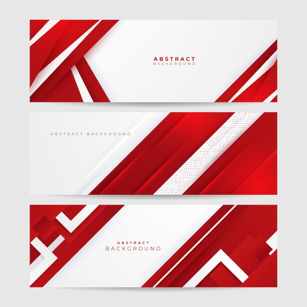 Vector red and white abstract wide banner background template corporate concept red black grey and white contrast background vector graphic design illustration