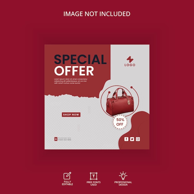 A red and white ad for special offer.