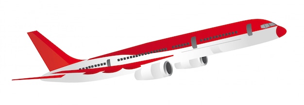 red and white aircraft isolated over white background vector